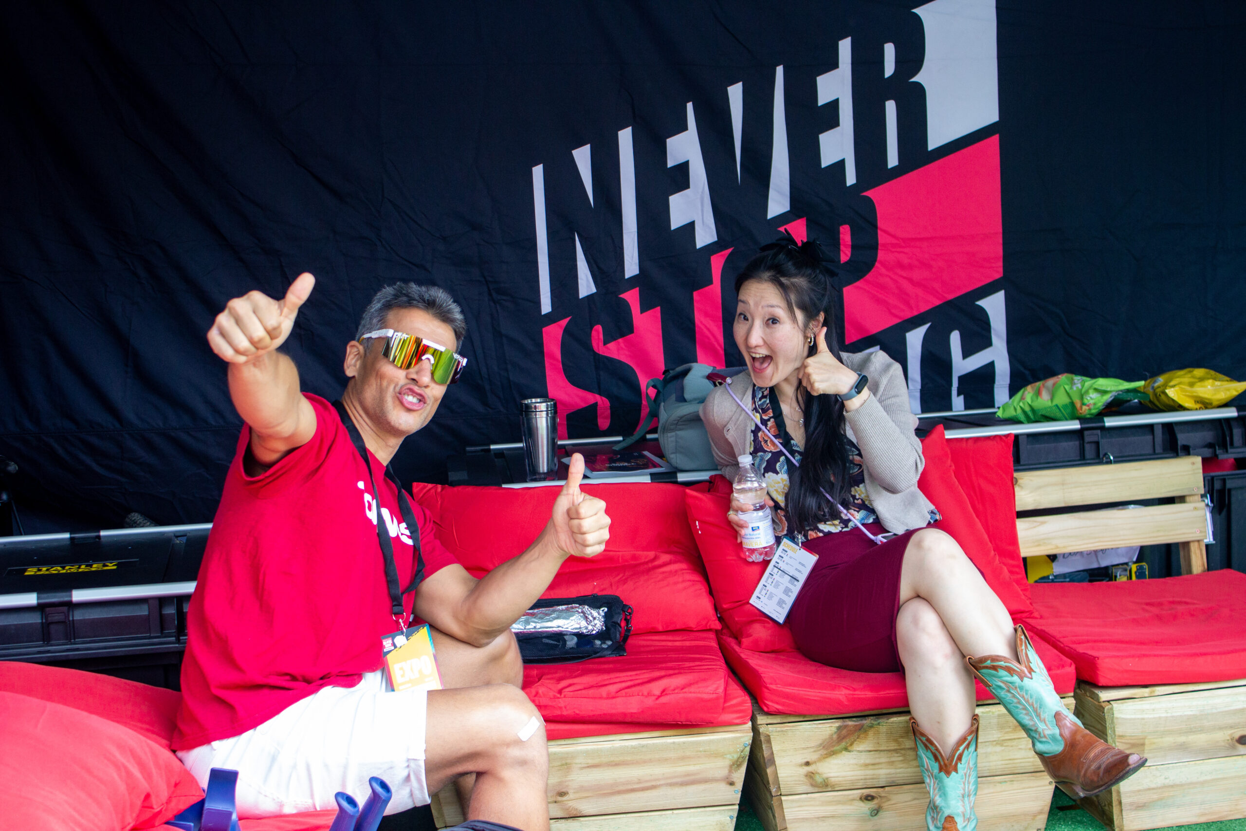 Tannus team members greeting at the Tannus booth at Sea Otter 2024.